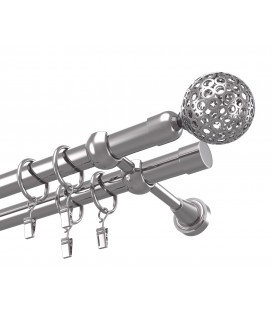 Kovová garnýž efekt-nerezová ocel dvojitá Ø 19 mm - Gula Modern