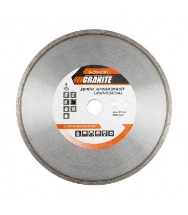 Kotouč diamantový GRANITE UNIVERSAL 230*2,6 mm 22-24% 6600 ot./min 9-05-230
