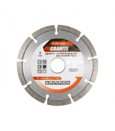 Kotouč diamantový GRANITE SEGMENTED 125*2 mm 22-24% 12200 ot./min 9-00-125