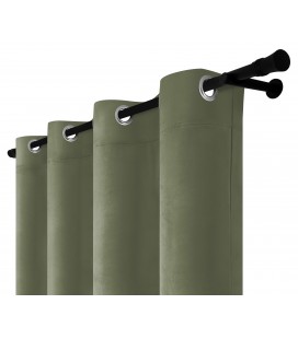 Sametový záves s kroužky – Olive Mist, olivová